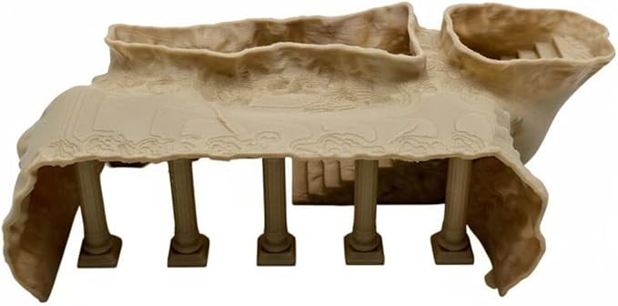 Roman Column Tunnel Freshwater and Saltwater Aquarium Cave Tunnel Easy to Maintain for Terrarium, Vivarium, Sand Yellow, M