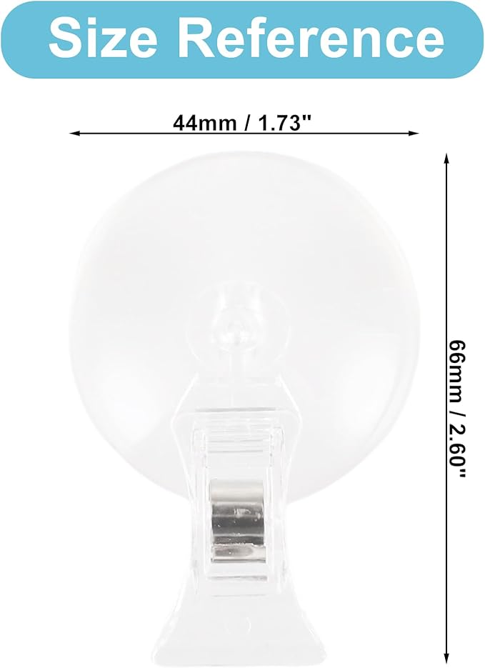 Veggie Clip Aquarium, Feeding Tool Suction Cup Clip, Seaweed Plant Suction Cup Clip, Clear Resin Suction Cups W/Clips, 1.73Inch 12 Pcs