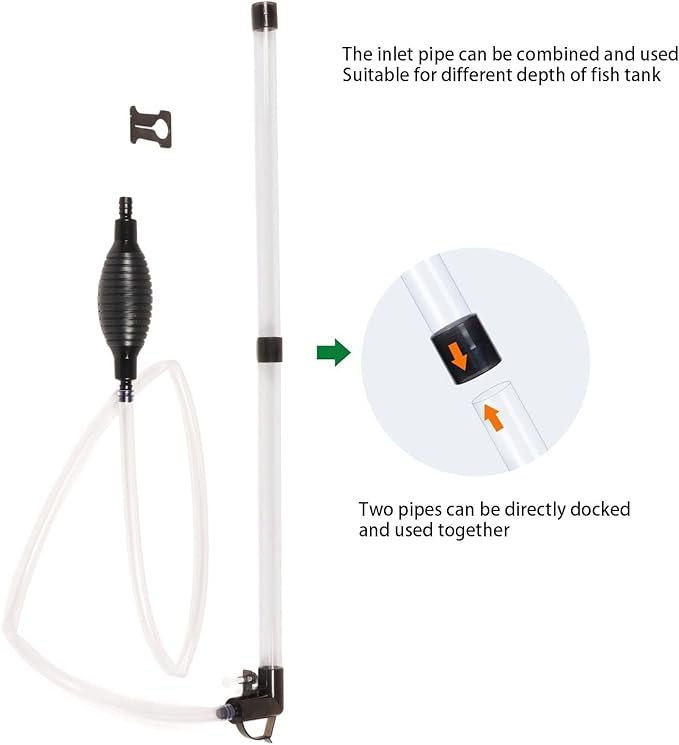 KUIDAMOS Fish Tank Water Changer, Gravel Vacuum Cleaner, Siphon Sand Cleaner Manual for Changing and Cleaning with PVC Material, Easy to Use and Store, Noiseless