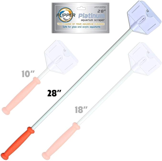 Flipper Platinum Aquarium Hand Scraper Tool – Glass and Acrylic Fish Tank Cleaner – Aquarium Glass Cleaner - Aquarium Glass Scraper with Serrated Blade 28"