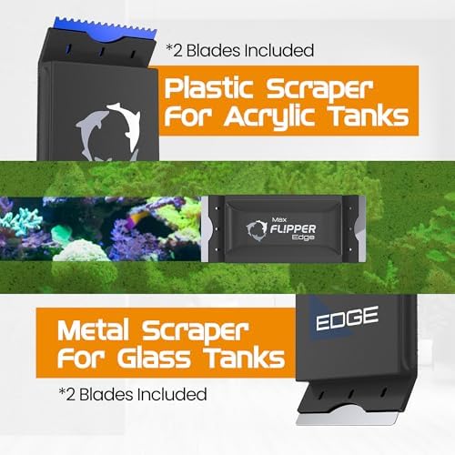 Flipper Edge 2-in-1 Scrubber Scraper Floating Magnetic Fish Tank Aquarium Cleaner with Dual Blades - Efficient Glass & Acrylic Aquarium Cleaning Tools (MAX)