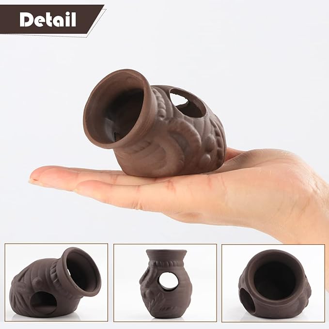 Ceramic Jar Aquarium Decorations Hollow Vase Fish Tank Shrimp Hideout Vintage Aquarium Ornament Hiding Cave Shelter for Shrimp Betta Lizards Hideaway Decor