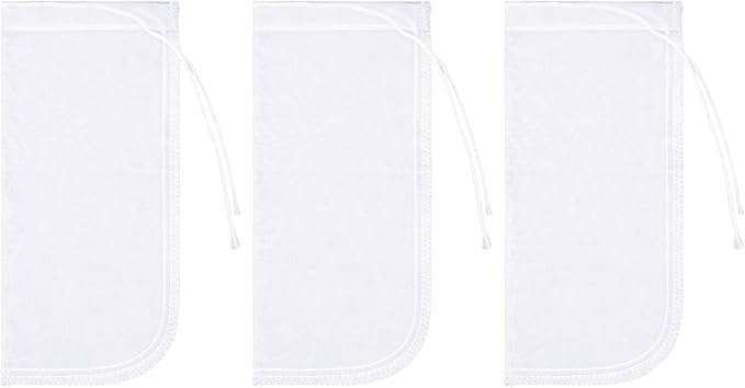 3 Pack 180 μm Filter Bag, Aquarium Media Bag with Drawstring Reusable Extra Fine Mesh Bags Nylon Aquarium Net Media Bags for Activated Carbon Resins(7.8x3.6in)