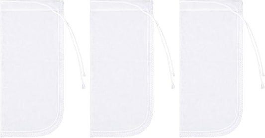 3 Pack 180 μm Filter Bag, Aquarium Media Bag with Drawstring Reusable Extra Fine Mesh Bags Nylon Aquarium Net Media Bags for Activated Carbon Resins(7.8x3.6in)