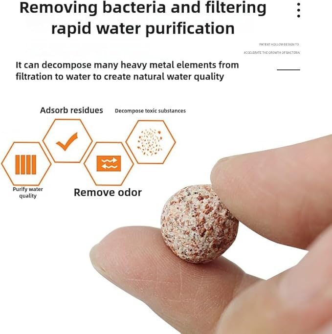 bio Balls for Aquarium Filter Media Pond Filter Material Ceramic Ring Aquarium for Fish Tank Media Bags Hollow Material Accessories (1.1, Pounds)