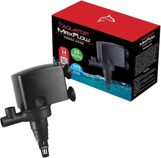 Aquatop MaxFlow 343 GPH Submersible Aquarium Power Head - High-Performance Fish Tank Water Pump, Quiet and Efficient, PH-16