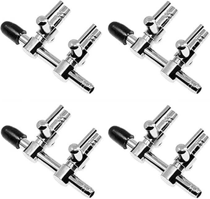 Aquarium Air Valve 2 Way Inline Manifold Air Flow Pump Tubing Splitter Lever Control Valve 4-Pack