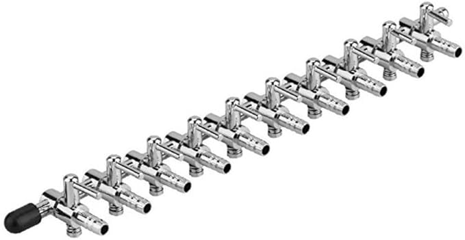 Aquarium Fish Tank 10-Way Air Pump Control Valve Manifold Taps Silver Tone