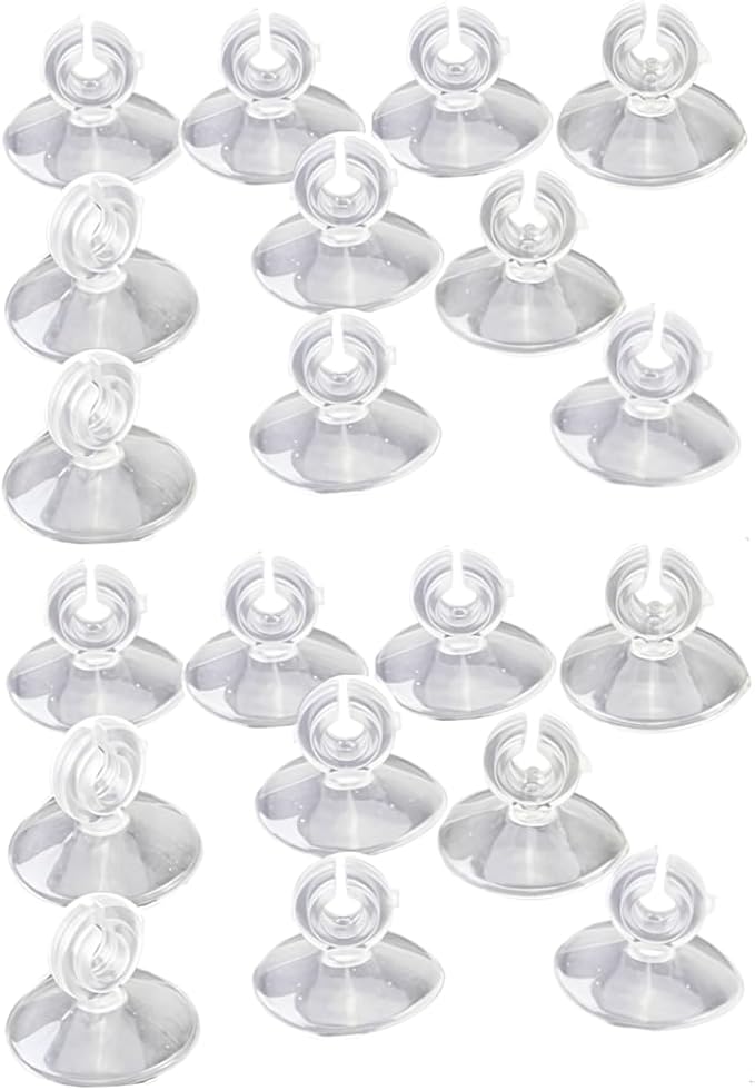 20Pcs Aquarium Suction Cup Clips Set, Fish Tank Air Line Holder, Clear Plastic for Glass Fish Supples