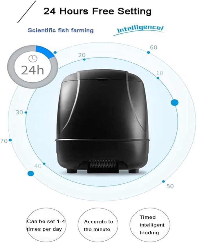 10L Solar/Battery Fish Feeder - 120° Wide-Angle Auto Pond Feeder, 50-1400g/day Adjustable, Weatherproof