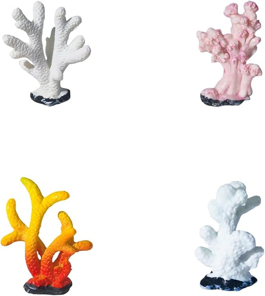 4 Pcs Artificial Coral Plant Aquarium Decorations Decor Artificial Polyresin Colorful Coral Reef Decoration Fish Tank Accessories Aquarium Decor Betta Fish Tank Aquarium Landscape (Style C)