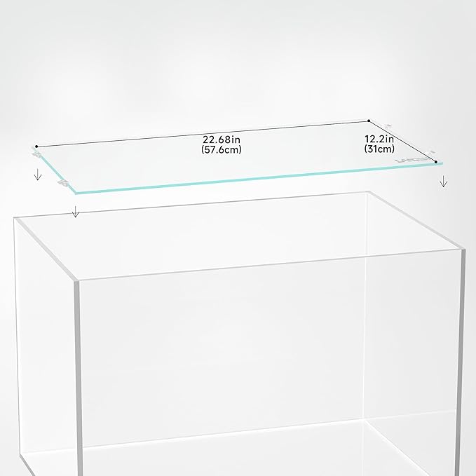 LANDEN 4mm Thick Clear Glass Aquarium Lid,Includes 4 Clips for Secure Placement, 576 x 310mm(22.68x12.2 inches) for 584-588 mm Inner Length Aquariums, Adapted to LANDEN SD604040