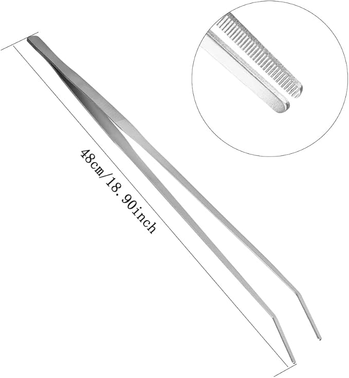 Utoolmart Aquarium Plant Tweezer, Stainless Steel Curved Tweezer, Aquarium Tweezers Extra Long 48cm, for Fish Tank Plant Aquascape Tools, Feeding Tongs