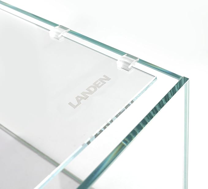 LANDEN 4mm Thick Clear Glass Aquarium Lid, Includes 4 Clips for Secure Placement, 342 x 168mm(13.46x6.61 inches for 350-354mm Inner Length Aquariums, Adapted to LANDEN NA362226