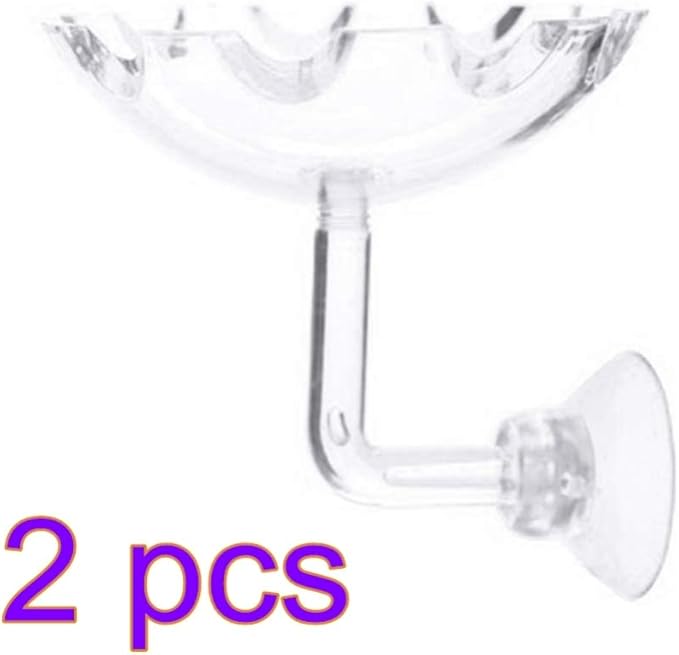 POPETPOP 2Pack Shrimp Feeding Dish-Shrimp Feeder,Shrimp Bowl Aquarium Transparent Feeder Container with Suction Cup Fish Tank Feeding Dish