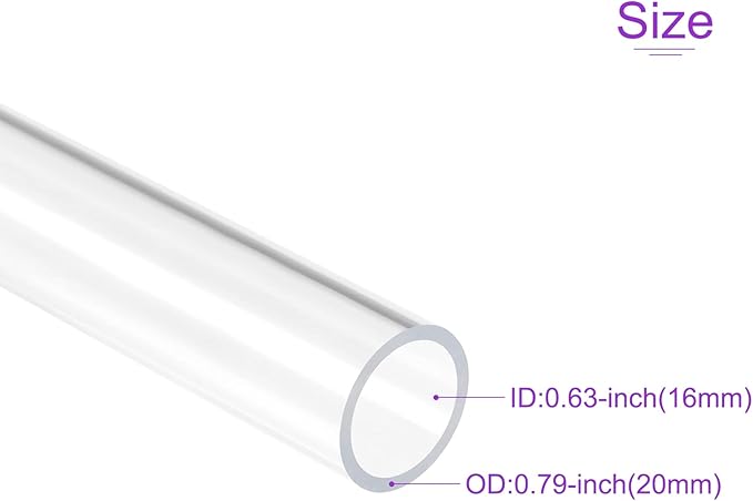 DMiotech 16mm x 20mm 20" Clear Acrylic Pipe Rigid Plastic Tubing for Aquarium Water Pipe, Water Cooling System, Plumbing