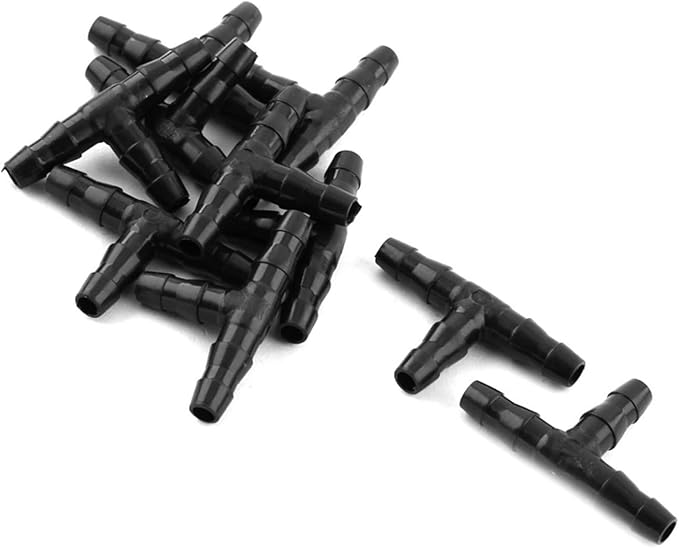 Motoforti 10 Pcs 6mm Dia 3 Ways T Shape Airline Air Tube Connectors for Aquarium Long-Lasting