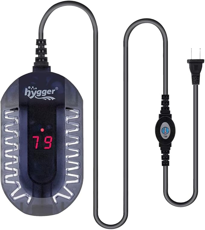 hygger 50W Aquarium Heater LED Digital Display Small Fish Tank Heater for 5/5.5 Gallon Turtle Betta Tank with Protective Guard Adjustable Temperature
