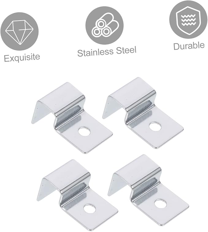 Kisangel 8pcs Sturdy Stainless Steel Aquarium Lid Holders Fish Tank Glass Cover Racks Non-Skid Clips for Secure Lid Support for Thick Glass for Fish and Aquatic Pets