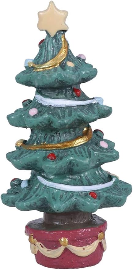 Resin Christmas Tree Ornament for Aquarium Fish Tank - Mini Nativity Scene Pine Tree Decoration, Creative Holiday Decor for Betta Tanks, Fairy Garden Crafts, Desktop Xmas Village Accessories - 8x4 cm