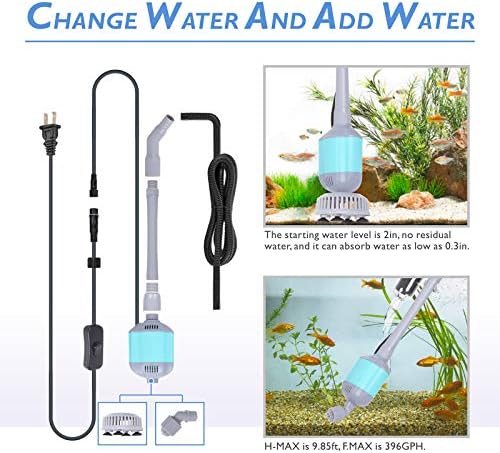 hygger 360GPH Electric Aquarium Gravel Cleaner and New Mode 24/7 Timer LED Aquarium Light