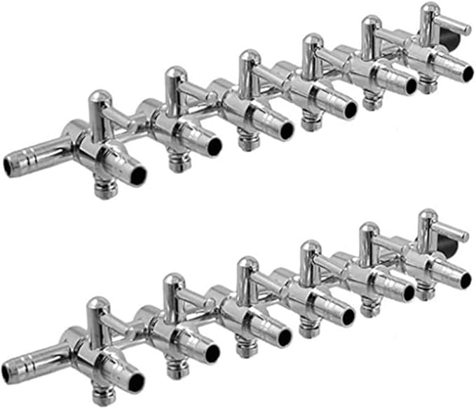 Aquarium Air Valve 6 Way Inline Manifold Air Flow Pump Tubing Splitter Lever Control Valve 2-Pack