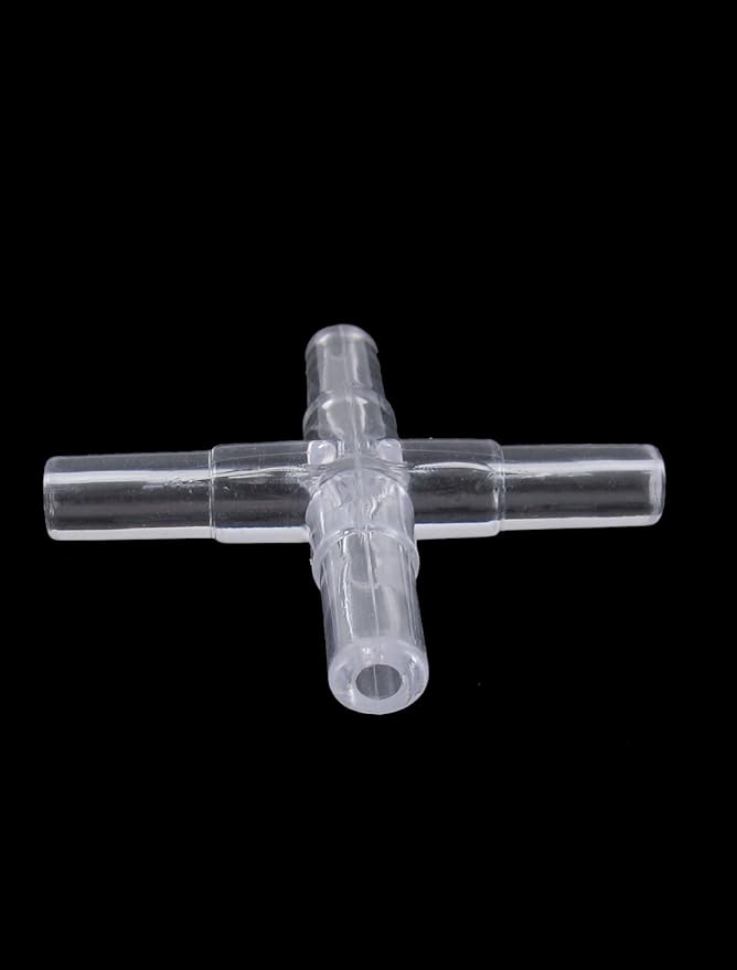 uxcell Plastic 4 Ways Cross Shaped Aquarium Air Valves Splitter 5 Pcs Clear