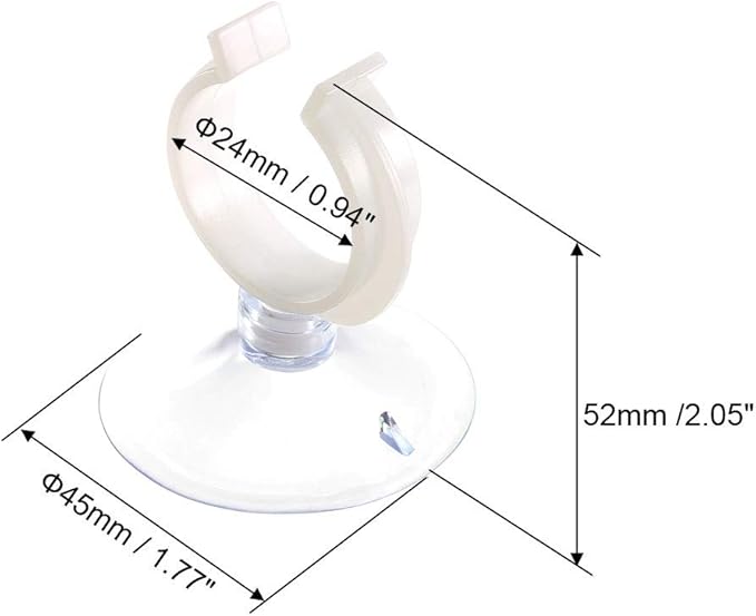 uxcell Aquarium Suction Cup Clips Airline Tube Holders Clamps for Fish Tank Clear 24mm 6Pcs