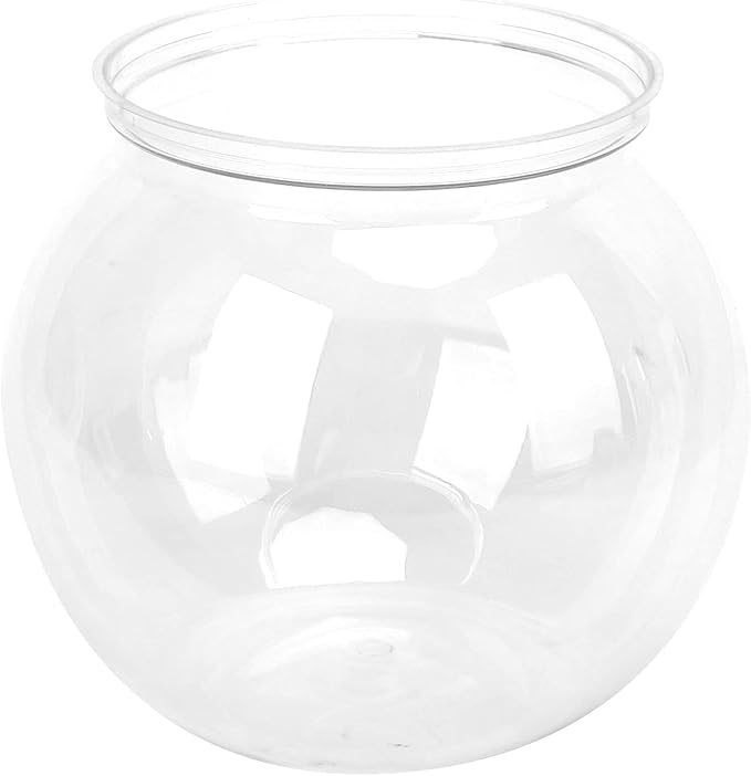 Mini Fish ,Classic Drum Fish Bowl Transparent Plastic Round Bowl Aquarium 360° View of Aquarium Centerpiece or Terrarium 7 x 6.3 Inches(S)