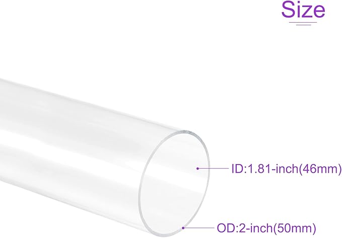 DMiotech 46mm x 50mm 20" Clear Acrylic Pipe Rigid Plastic Tubing for Aquarium Water Pipe, Water Cooling System, Plumbing