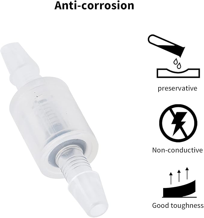 Check Valve Air Pump Accessories PP NonSlip Airtight Valve for Aquarium Hydroponics Air Tubing 1/4 Inch (3/16'')