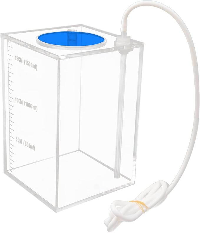 Aquarium Choice Acryli Made Liquid Storage Bucket Dosing Pump Reservoir Container (4.25 * 4.25 * 6.5 Inch;1500ml/1.5L（Blue Version)