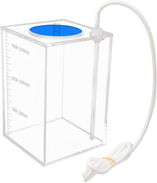 Aquarium Choice Acryli Made Liquid Storage Bucket Dosing Pump Reservoir Container (4.25 * 4.25 * 6.5 Inch;1500ml/1.5L（Blue Version)