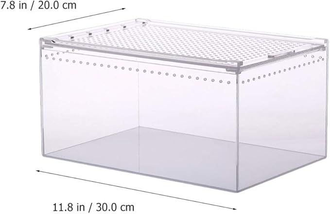 Aquarium Breeding Tank Transparent Reptile Feeding Box Clear Acrylic Terrarium Tank for Lizard Hermit Crabs Geckos Frogs Spider and Smaller Animal 30x20x15cm