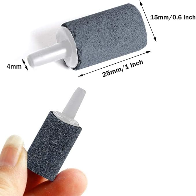1 Inch Air Stone,Aquarium Air Stones, Cylinder Bubble Diffuser Airstone Fish Tank Bubbler Air Pump Accessories for Aquariums Hydroponics Grey (12 Pack)