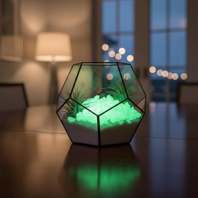 Shiny Stone Glow in The Dark Aquarium Neon Gravel Sand, Decorative Rocks for Fish Tank and Fairy Garden, Home Dec,305g/0.67lbs (8-15mm, Yellow Green)