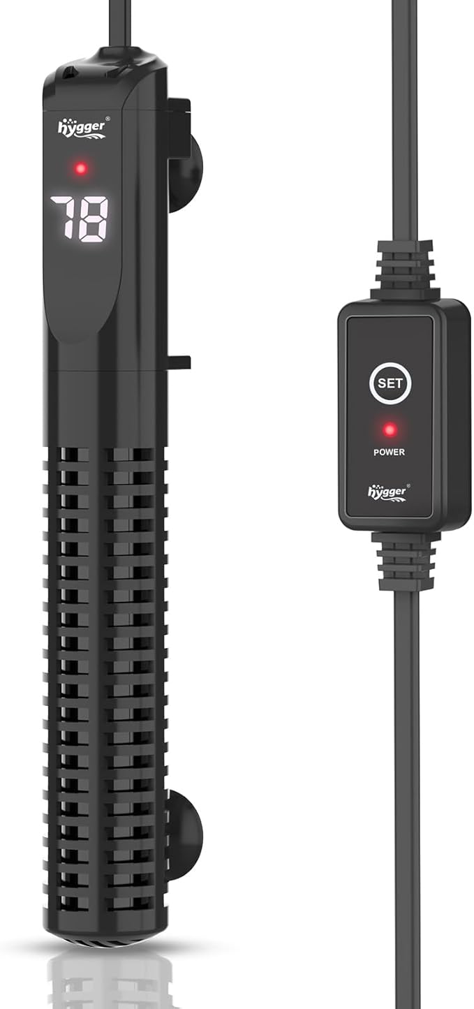 hygger Ceramic Submersible Aquarium Heater, New Explosion-Proof Fish Tank Water Heater with External Temp Controller Auto Thermostat Heater for Saltwater Freshwater (500W for 60~120 Gallon)