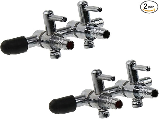 2pcs Air Splitter Flow Control Valve Fish Tank Oxygen Pump Accessories Stainless Steel 2-Way Fish Tank Air Flow Control Lever Valve Distributor Splitter