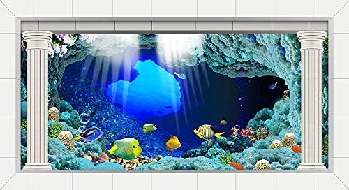 Seabed Wreck Aquarium Background Poster HD Fish Tank Decorations Landscape Backdrop (48" x 30"/ 122 x 76cm)