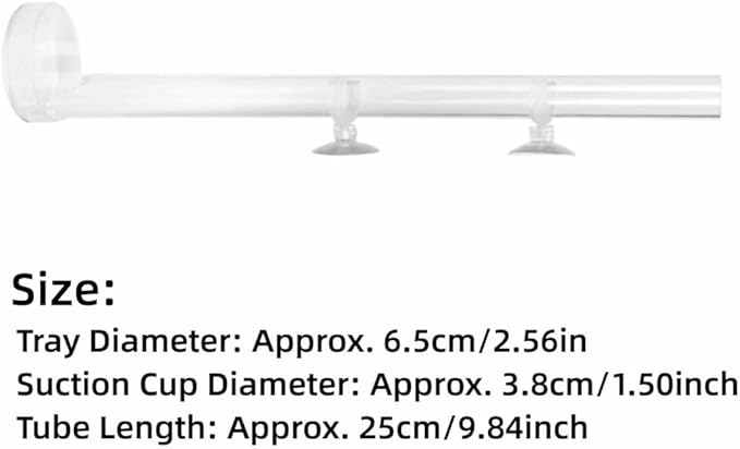 9.84inch Acrylic Aquarium Feeder with Tray Transparent Fish Tank Feeding Tube Leak-Proof Design with Suction Cups for Shrimp and Fish