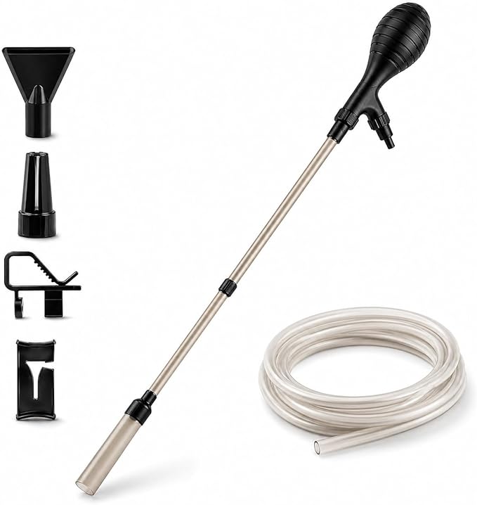 Small Fish Aquarium Gravel Cleaner Kit - Manual 80GPH Strong Suction Gravel Vacuum for Aquarium, Water Changer, Sand Washer, Glass Cleaner & Waste Remover for 5-80 Gallon Tanks, 200cm Hose