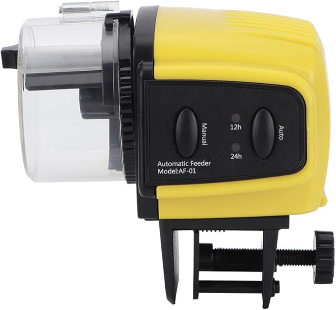 Fish Tank Timer Feeder, Automatic and Manual Feeding with Adjustable Food Amount, 2 Installation Ways for Aquarium Fish Tank