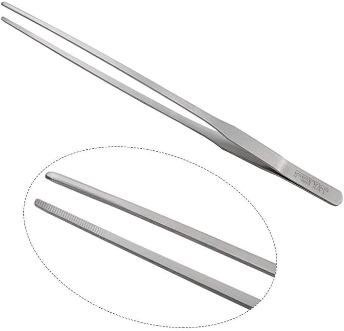 FEITA Aquarium Tweezer Set - Long Stainless Steel Curved & Straight Feeding Tweezers Scissors Maintenance Tools Kit (3 Pcs)