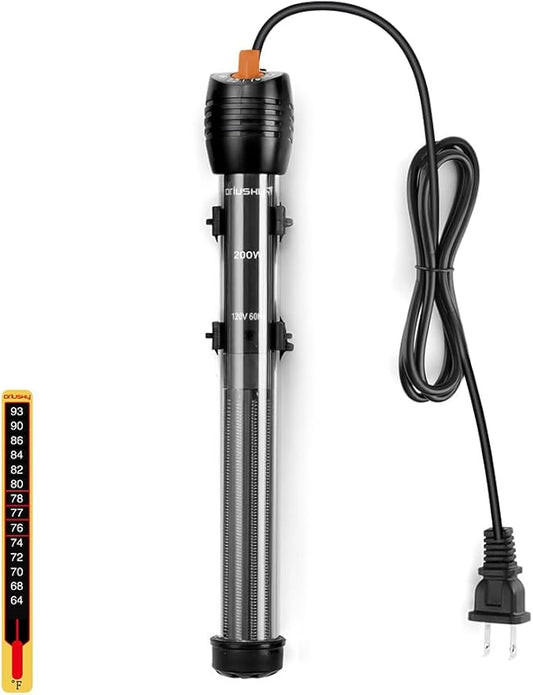 Orlushy Submersible Aquarium Heater, Adjustable Fish Tahk Heater with Free Thermometer Suitable for Marine Saltwater and Freshwater
