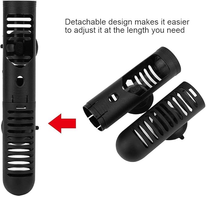 Aquarium Heater Guard Protector, Detachable Aquarium Heater Cover with Suction Cups, Heat Proof Plastic Sleeve for Fish Tank Safety Black (#4)