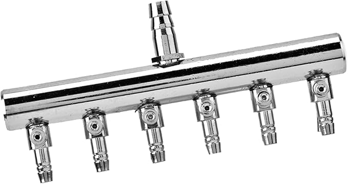 Yosoo Health Gear Air Valve, Air Splitter, Aquarium Air Valve, Stainless Steel Aquarium Fish Tank Air 8mm Turn to 4mm Splitter Control Valve(8 to 4mm six-Hole shunt)