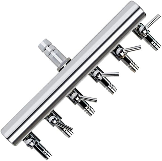 Aquarium Air Valve 6 Way Inline Manifold Air Flow Pump Tubing Splitter Lever Control Valve