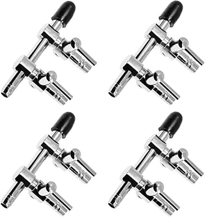Aquarium Air Valve 2 Way Inline Manifold Air Flow Pump Tubing Splitter Lever Control Valve 4-Pack