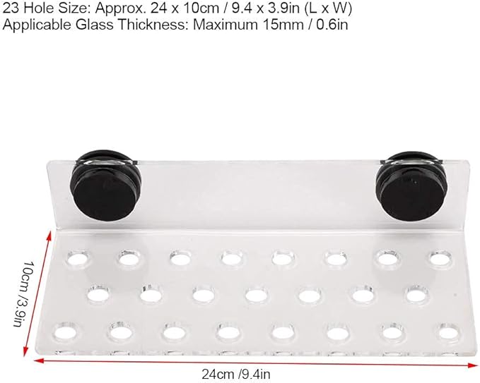 Zerodis Fish Acrylic Bracket Base, Aquarium Rack Bracket Transparent Bracket Holder Frag Plugs Rack Suction Cup(23Holes)
