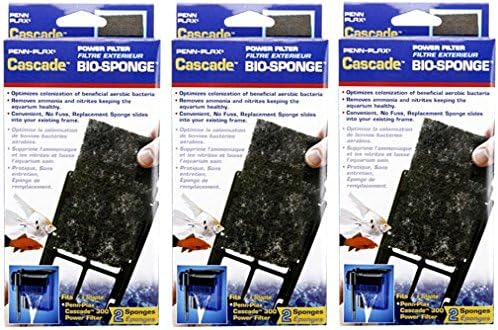 Penn-Plax Cascade Power Aquarium Filters Bio-Sponge 300 (3 Pack / 6 Filters)